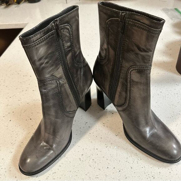 Nine West Ourson Boho Antique Gray Mid Calf Chunky Heeled Boots Round Toe 8.5 - Picture 11 of 15